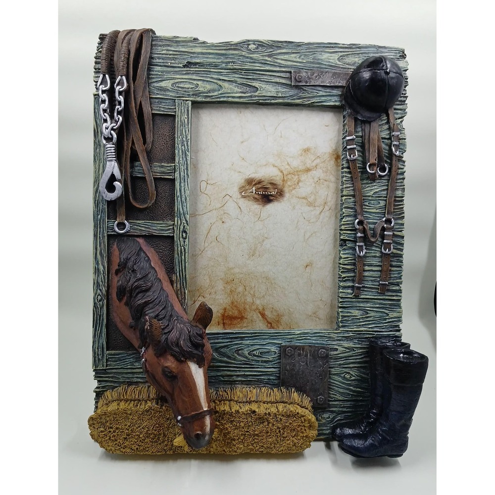 Animal Horse Equestrian‎ 3D Resin Picture Photo Desk Frame Barn Boots Tack Decor
